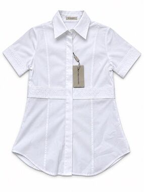 NWT Burberry London White Cotton Tunic Shirt Size XS